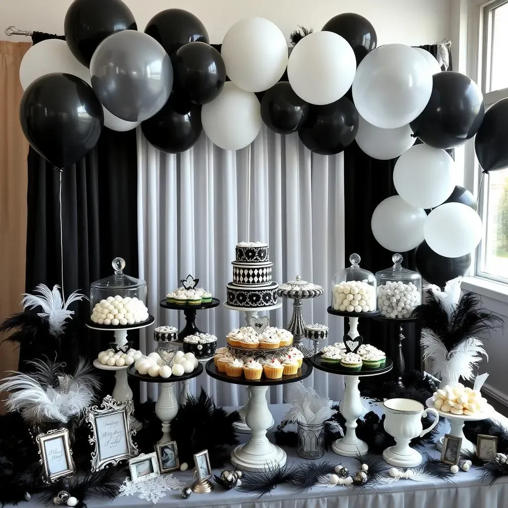 Black White Candy Buffet Ideas: Decorations and Displays