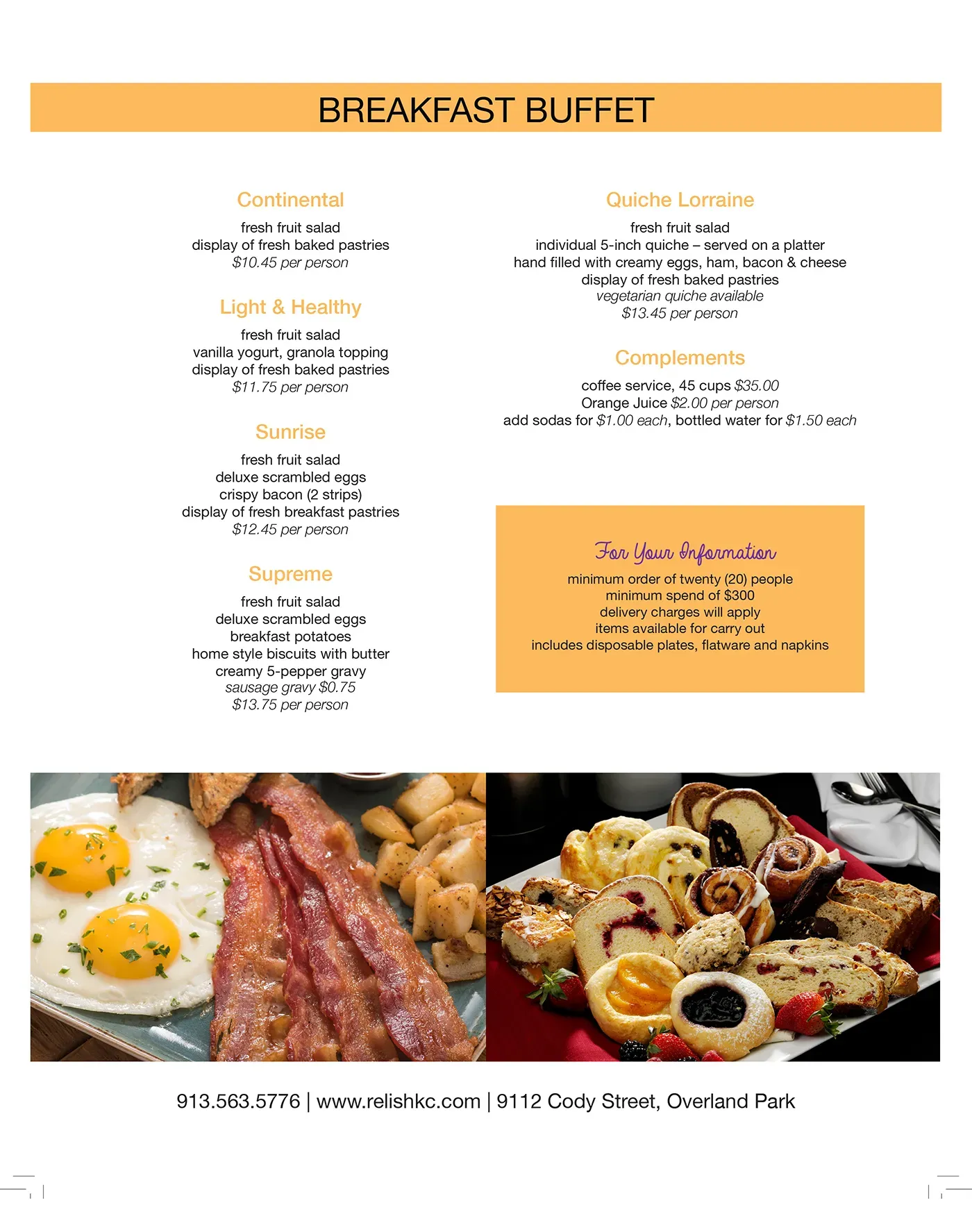 Essential breakfast buffet menu list for your party