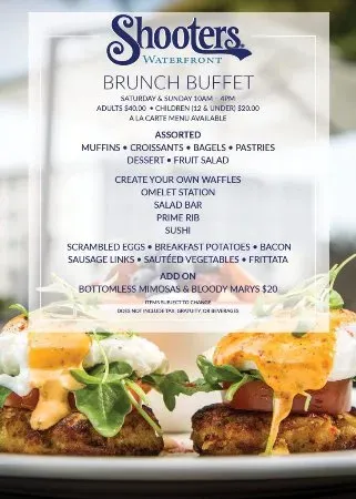 Discover shooters brunch buffet menu with prices